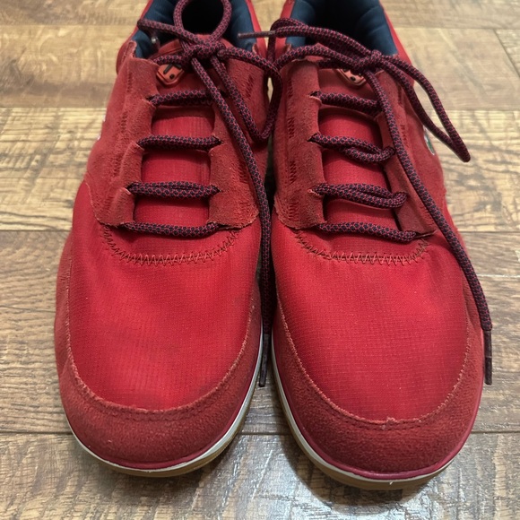 Lacoste Red suede and canvas Sneakers with White Sole size 11 - Picture 6 of 9